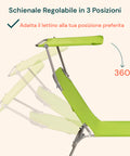 Lettino con schienale regolabile in 3 posizioni e rotazione 360 gradi, adatta il lettino alla tua posizione preferita per massimo comfort