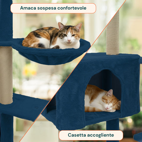 puppy lovers tiragraffi per gatti 120 cm con cuccia e amaca multilivello varie colorazioni ean 8054806950542