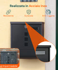 avilia home cassetta postale in acciaio inox con serratura e scomparto giornali ean 8052879011146