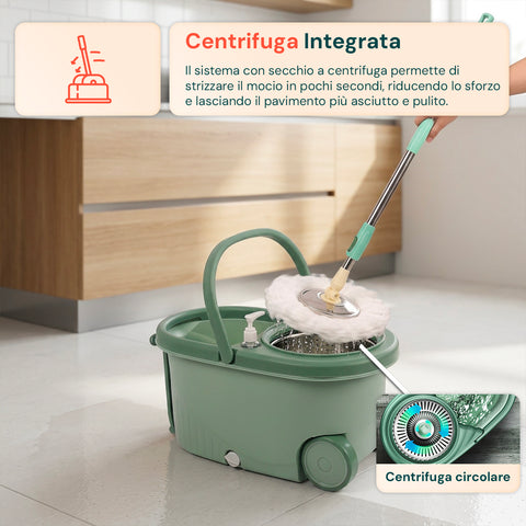 Secchio del mocio rotante con centrifuga integrata in acciaio