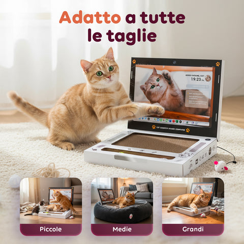 puppy lovers graffiatoio interattivo per gatti a forma di pc portatile con giochi inclusi ean 8054806950092