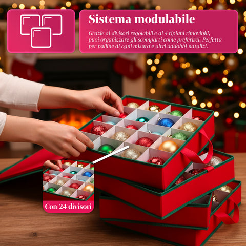 saint joy organizer per 64 palline di natale in tessuto oxford e tnt con coperchio e manici ean 8050043127556