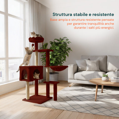 puppy lovers tiragraffi per gatti 120 cm con cuccia e amaca multilivello varie colorazioni ean 8054806950542