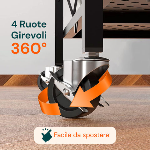 avilia home scaffale mobile pieghevole 4 livelli con ruote girevoli bloccabili ean 8052879010484