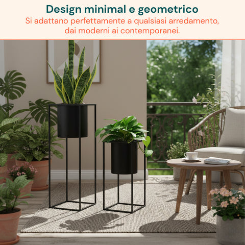 avilia home set 2 portapiante con vaso e struttura in ferro dal design moderna ean 8056819053234