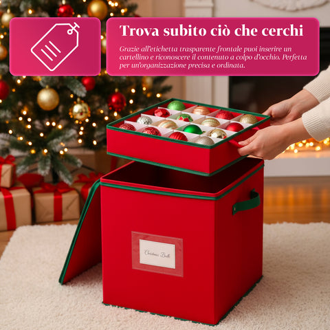 saint joy organizer per 64 palline di natale in tessuto oxford e tnt con coperchio e manici ean 8050043127556