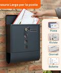 avilia home cassetta postale in acciaio inox con serratura e scomparto giornali ean 8052879011146