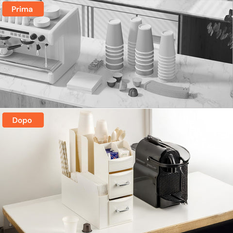 avilia home organizer porta capsule porta cialde 9 scomparti e 2 cassetti multiuso bianco ean 8052879011016