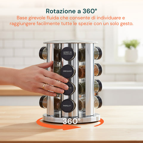 avilia home porta spezie girevole 360 da cucina con 16 barattoli inclusi ean 8052879010859