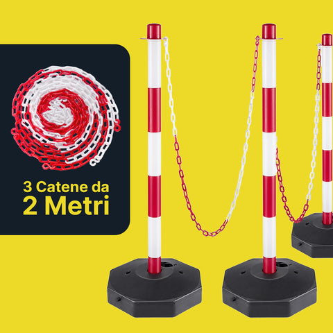 daimann paletti segnaletici con catena 2 metri set 4 colonnine ben visibili ean 8056590070499