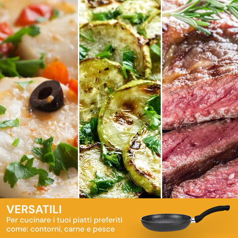 pensofal set 3 padelle antiaderenti 18 22 26 cm in alluminio per induzione e gas ean 8020173085798