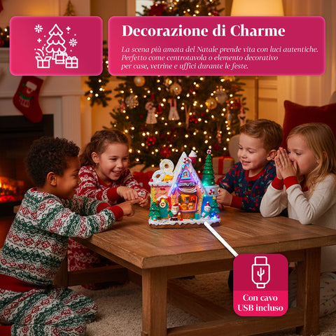 saint joy villaggio di natale animato northlight con luci led musica e albero rotante ean 8050043127457