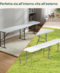 zendea panca pieghevole bianco 180x28x44cm modello stilo da giardino o casa ean 8050030810607