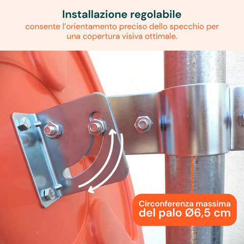 daimann specchio parabolico di sicurezza 60 cm con staffe di fissaggio ean 8056590070406