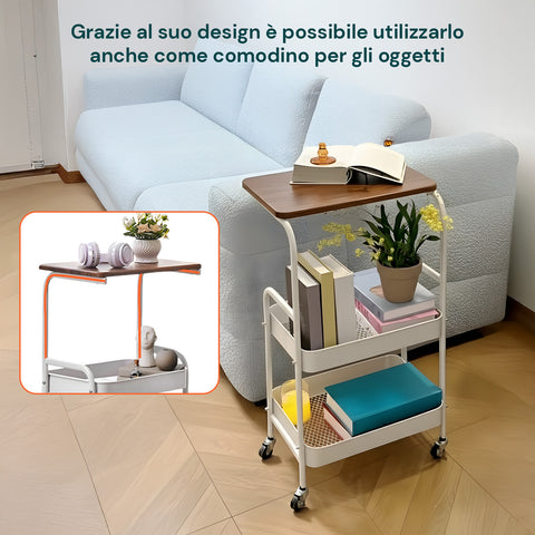 avilia carrello portaoggetti in metallo con mensola in legno e ruote ean 8056819053388