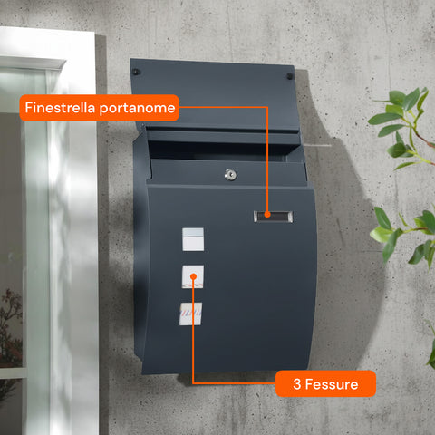 avilia home cassetta postale a muro moderna in acciaio inox con finestra nome e 2 chiavi ean 8052879011153