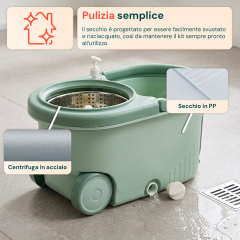 Centrifuga in acciaio e scarico del secchio per una pulizia semplice