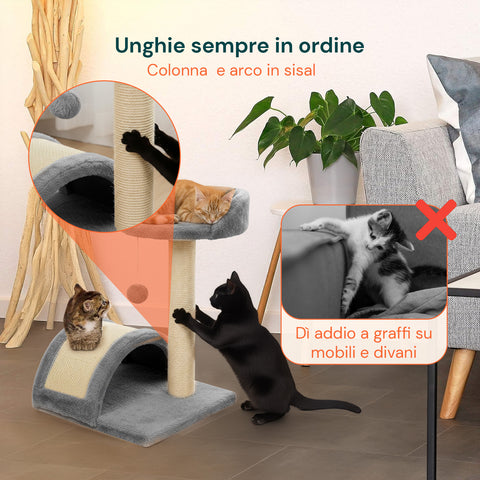 puppy lovers tiragraffi per gatti 50 cm con arco in sisal e gioco pendente ean 8054806950641