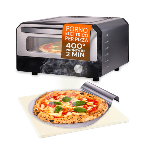 Elektromos pizzasütő tűzálló kővel és acél pizzalapáttal, 33x26cm