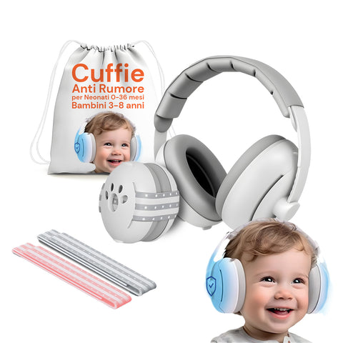keiki cuffie antirumore per neonati 0 36 mesi e bambini 3 8 anni kit completo 2 in 1 ean 8056590110058