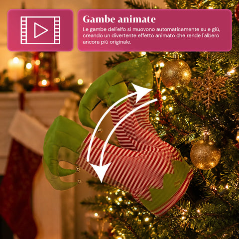 saint joy babbo natale incastrato nellalbero con gambe animate e musica ean 8050043128041