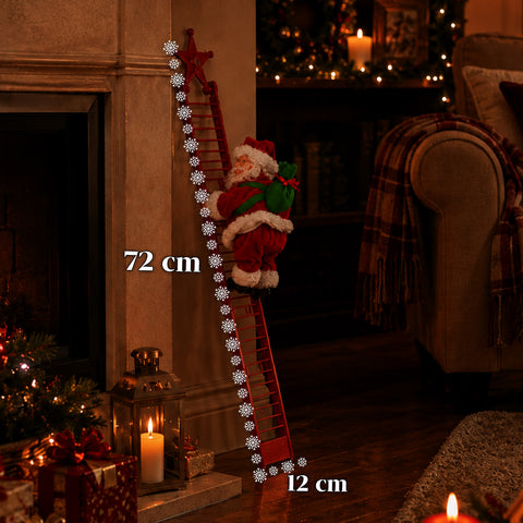 saint joy babbo natale sulla scala animato con musica decorazione h72 cm ean 8050043127938