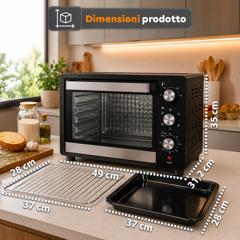 wintem forno elettrico da banco 45 litri ventilato con timer e doppio vetro 1800w con accessori ean 8056819078572