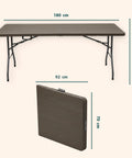 zendea tavolo pieghevole richiudibile a valigetta portatile effetto rattan in resina pp ean 8050030810614