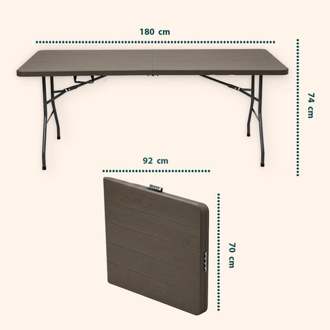 zendea tavolo pieghevole richiudibile a valigetta portatile effetto rattan in resina pp ean 8050030810614
