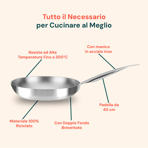 Magas, kihajló falú alumíniumserpenyő rozsdamentes acél nyéllel – több méretben