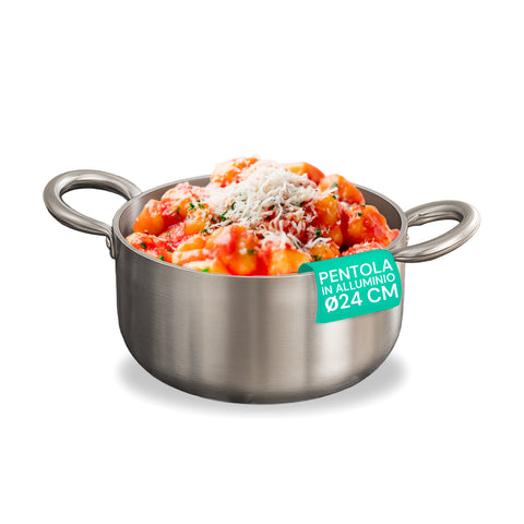 Casseruola Alta in Alluminio con 2 Maniglie Inox – Ø 24/28/32/36 cm