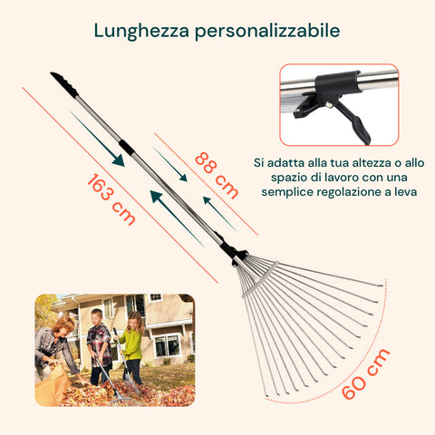 Rastrello Retrattile In Acciaio Carbonio