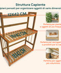 Struttura capiente con 3 ripiani per organizzare piante, asciugamani e oggetti voluminosi, perfetta per casa e ufficio