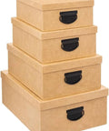Scatole Organizer Effetto Juta con Manici in Set da 4 Formati