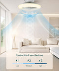 Ventilatore con tre velocità di ventilazione Low Medium High per distribuzione uniforme dell'aria in soggiorno moderno