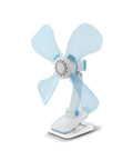 Ventilatore a clip Kiwi 32cm 9W silenzioso con regolazione 180 gradi, colore azzurro per scrivania casa e letto