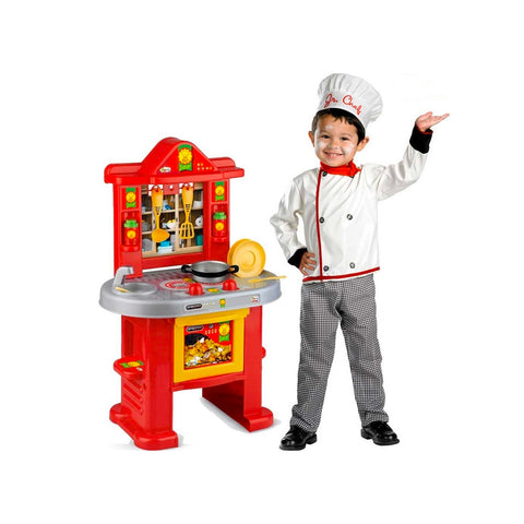 Cucina Da Chef Rossa Alta 58cm Con 14 Accessori Inclusi