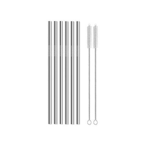 8 darabos fém szívószálkészlet italokhoz, tisztítókefével, 23cm