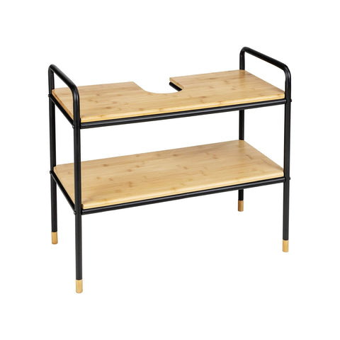 Fém- és bambuszpolc 2 polccal, H 60cm