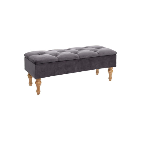 Panca Cassapanca in Velluto 102x38x41cm Grigio – foto 2
