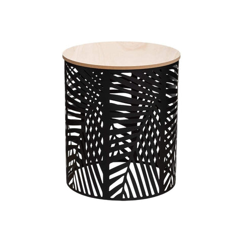 Set 2 Tavolini Impilabili in Legno e Metallo Nero – foto 2