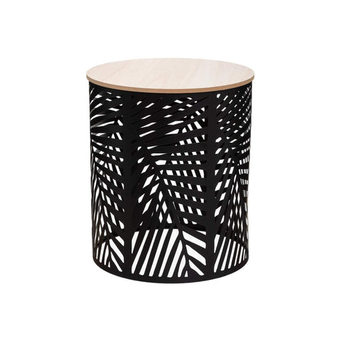 Set 2 Tavolini Impilabili in Legno e Metallo Nero – foto 3